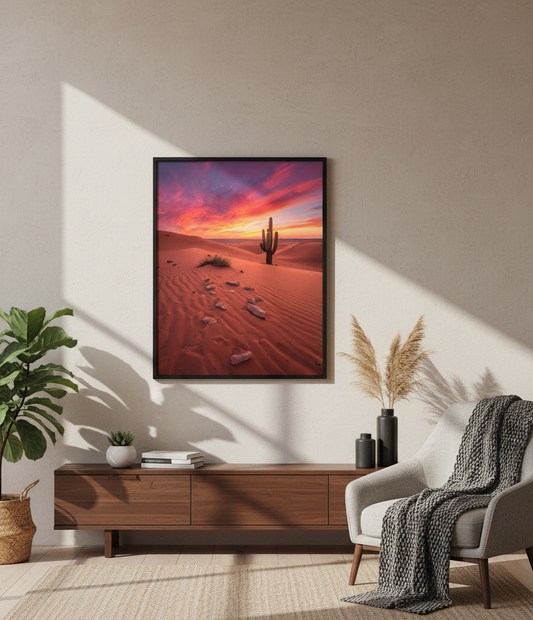 Desert Sunset & Saguaro Grandeur Art Print