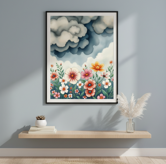 Rainy Day Wildflower Meadow Art Print