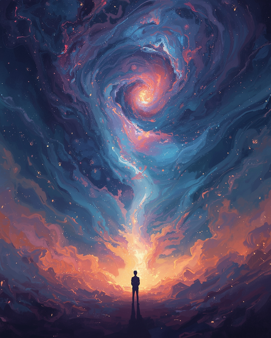 Cosmic Ascent - Geometric Mountain Dreamscape Art Print