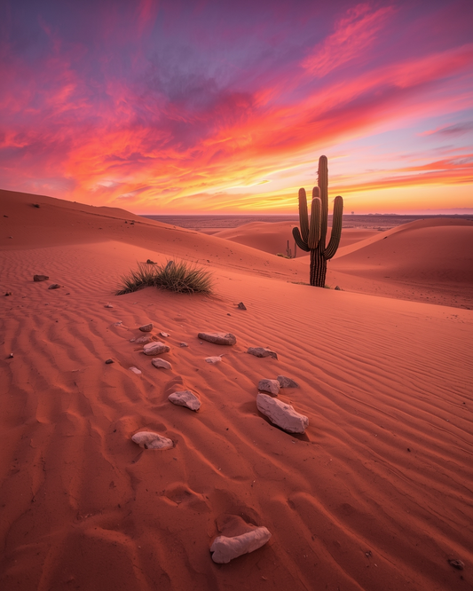 Desert Sunset & Saguaro Grandeur Art Print