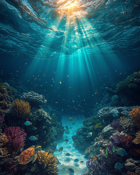 Luminous Coral Reef & Ocean Depths Art Print