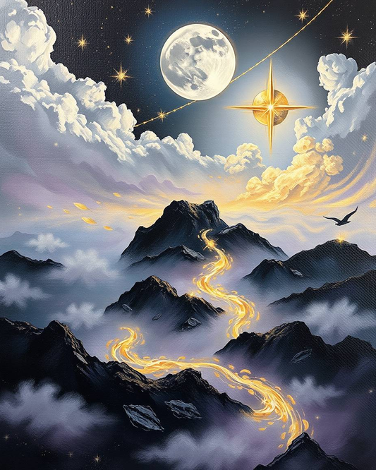 Moonlit Enchanted Garden - Cascading Blooms Art Print