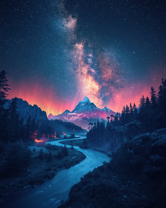 The Northern Lights River Art Print